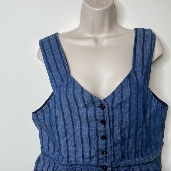 Nest Robe Blue stripe Japanese fabric button front top sz M - Picture 6 of 11